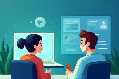 Illustration of two people connecting online via the platform